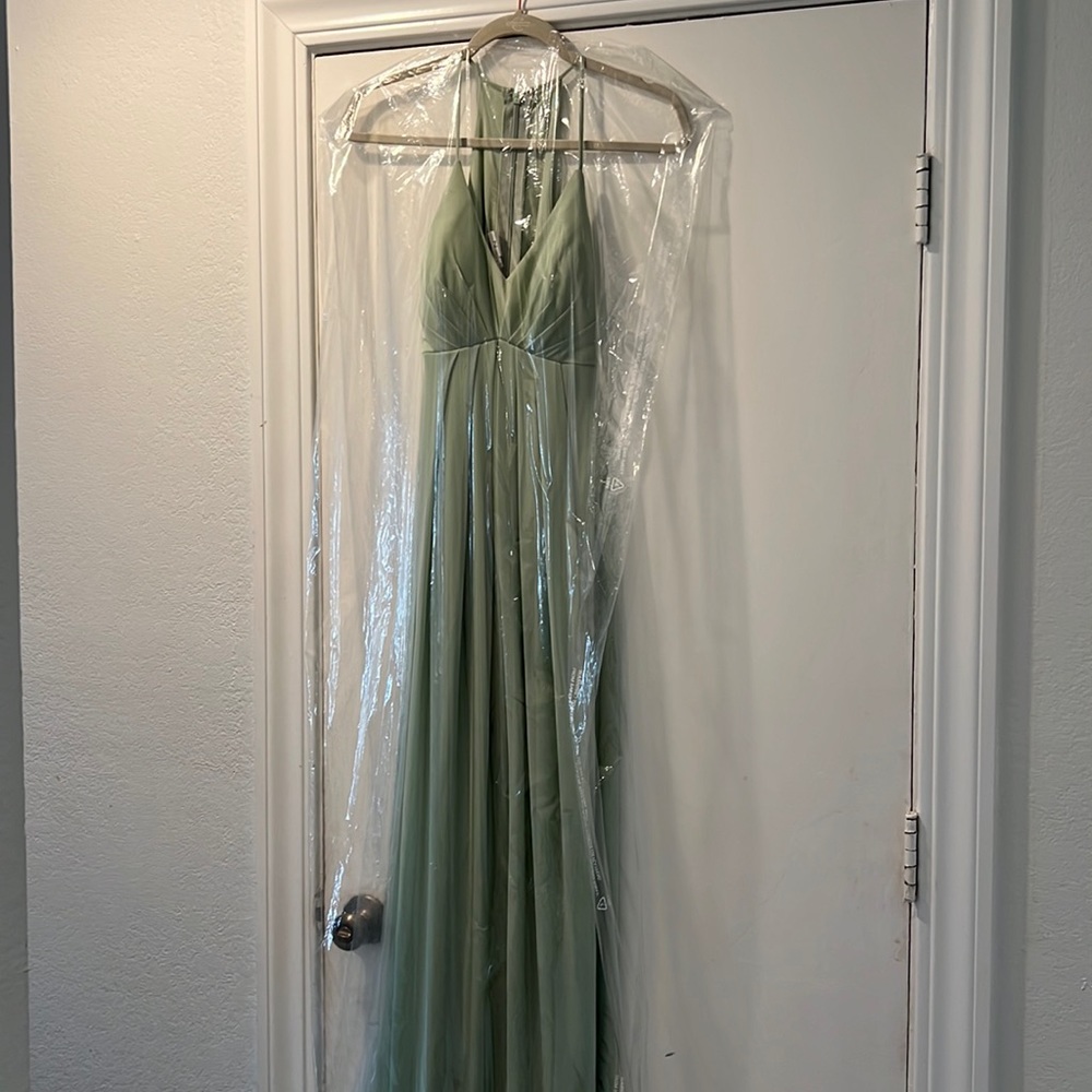 Sage green Azazie “Annabelle” maternity bridesmaid size A8